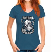 스킨스쿠버 Summer Mens Tee Shirt 스쿠버 Divs T 셔츠 다이버 헬멧 워터 브레이브 하트 다이브 딥 수중 O 넥 티셔츠, [02] XS, [15] WoMen Azure blue