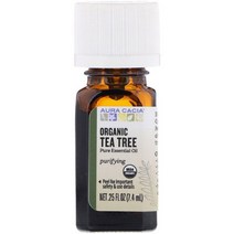 Aura Cacia Organic Tea Tree 아우라 카시아 오가닉 티트리 7.4ml, 1개