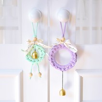 DIY 친환경 도어벨 리스 만들기 업사이클링 키트 양말목 새활용 환경교육, 모카베이지
