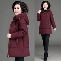 ZDD 엄마옷 겨울 하프 후드패딩점퍼 자켓 코트 무지 웰론 아우터 중년여성 5컬러 L~6XL