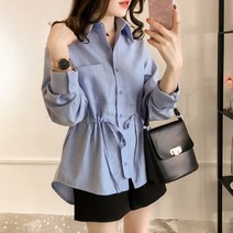 kirahosi B 블루마린 카라 봄 프릴 랩블라우스