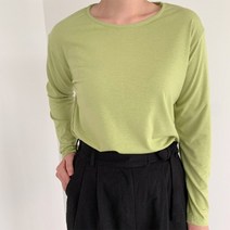 [바보사랑] 여자 봄 여름 라운드 기본티 데일리 긴팔 티셔츠[옷자락]