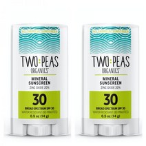 Two Peas Sunscreen Stick 투피스 미네랄 내수성 SPF 30 썬스크린 선스틱 0.5oz(14g) 2팩