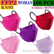 80 색상 FFP2 마스크 CE KN95 블랙 마스카라 승인 위생 보호 물고기 얼굴 FPP2 필터 호흡기, 94 woman 100피스