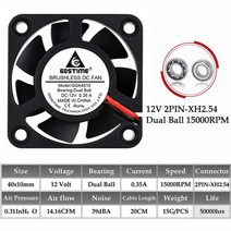 CPU쿨러 2pcs gdstime dc 24v 12v 5v 40mm x 40mm x 볼, 12v듀얼 볼15000rpm