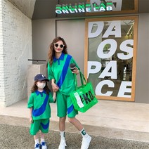 패밀리룩 모녀복 한국판 서양풍 여름옷 2022 여아 얇은 반팔 반바지 투피스 여름 트렌드