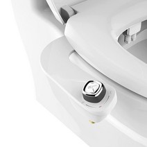 BioBidet 슬림 트위스트 심플 비데 화장실 부속품 화이트 이중 노즐 담수 스프레이 비전기식 설치 용이 황동 입구 및 내부 밸브, .SlimEdge