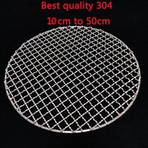 바베큐소품 가정용 화로 캠핑 바베큐 숯불 그릴 304 스테인레스 스틸 라운드 메쉬 홈 로스트 그물 베이컨 도구 철 그물 액세서리 붙지 않는 매트 그리드, 24cm