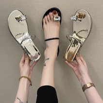 프리티슈 엄지 보석 큐빅 여성 쪼리 스트랩 웨지 뮬 슬리퍼 샌들 4cm