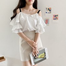디아리스 오픈숄더 반팔 블라우스 9263