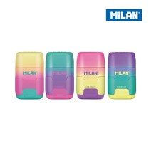 MILAN 밀란 컴팩트 연필깎이+지우개 선셋, 1개, 분홍노랑