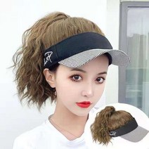 썬캡 포니테일 묶은머리 모자가발 여성 포니테일 가발 헤어스타일 변화, 단일사이즈, 포니테일 베이스볼 캡 울 롤 콜드 브라운