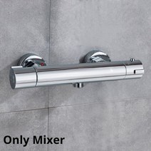 수전세트 욕실수전 해바라기수전 샤워기 자동 온도 조절 샤워 세트 블랙크롬 황동 벽 장착, 협력사, 크롬 믹서 만