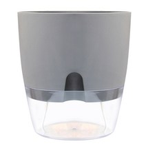 2 layer watering planter self watering plant flower pot with water container 화분 수경 식물 냄비 홈 정원 장식, 협력사, 그레이 15.3cm