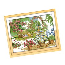 스탬프 크로스 스티치 그라든 꽃 100% 인쇄 크로스 스티치 키트 홈 장식, 45 × 36cm, 면, 다색