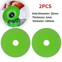 타일컷팅기 타일절단기 그라인더집진커버 20/22mm 유리 커팅 디스크 100mm 다이아몬드 대리석 톱날 세라믹, 04 2PCS 100mm Green 02_01 22mm