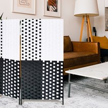 에코팩토리 인테리어 파티션 핸드메이드 라탄 칸막이 공간분리 가벽, [F-중형]120x120cm투톤홀:화이트