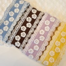 레이스여왕 미스 플라워 데이지 양면 자수 면레이스 폭 4cm X 90cm 국내제작, 브라운