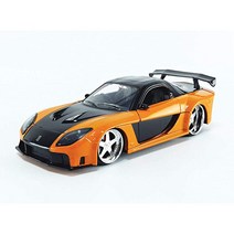 한스 마즈다 RX 7 오렌지와 블랙패스트 앰프 퓨리어스 영화 1 24 다이캐스트 모델 카 자다 30732, 상세페이지 참조