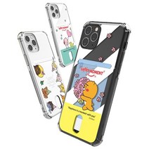 티에스 삼성갤럭시22 카카오 프렌즈 정품 해피 모먼트 퍼니 카드수납 포켓 TPU젤리 투명 케이스 / 아이폰13 갤럭시 S22 노트