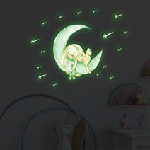 야광스티커 아이방 꾸미기 벽지 천장 인테리어 포인트 시트지 환타스틱스 아기 토끼 곰 코끼리 코알라 기린 무지개 구름 유니콘 사슴 종이비행기, 2 꿈꾸는아기토끼
