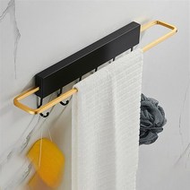 [모숭상][모숭상]Space Aluminum Material Foldable Towel Rack Shelf for Bathroom/Kitchen with Removable Hook, 금 47cm, 갈고리 6개