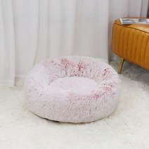 슈퍼 소프트 애완동물 고양이 침대 플러시 침대 도넛 침대 편안한 수면, 40cm, 중국, 핑크 화이트