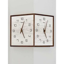 무소음 양면 코너 벽시계 인테리어 사각 북유럽 거실, 골든 월넛 코너 벽시계 (단일 상품)