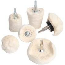 일본직발송 10. Floratek 6개 알루미늄 휠닦기 버프 축부 펠트휠 연마패드 헤드 세차용 전동드릴용 버프, One Size_One Color