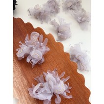 [그레이스샵] 리본공예 수공예 한복 악세사리 만들기 부자재 핸드메이드 DIY 금실 그레이 플라워 꽃 1pcs
