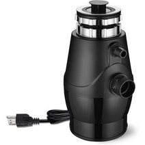 Yescom 쓰레기 처리 12HP 2600RPM 연속 사료 가정용 플러그 인 주방 싱크대용 폐기물 블랙, 1 HP