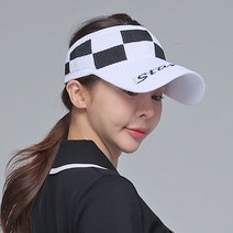 제이투제이 세련된 여성골프모자 스포츠 펀칭 니트 골프선캡 썬바이저, 화이트