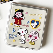 브루클린 귀여운 스누피 찰리브라운 루시 투명 하드 핸드폰 빈티지 러블리 캐주얼 휴대폰 여자 남자 커플 갤럭시 제트플립 1 2 지플립 3 z플립 4 케이스