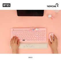 BT21 키보드 멀티페어링 블루투스 트라이모드 저소음 사무용 리틀버디 베이비 피규어 3세대 타타 쿠키 치미 알제이 코야 슈키 망 캐릭터 귀여운 굿즈, BT21멀티페어링키보드 알제이(RJ)