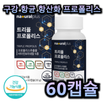 구강 항균 항산화 영양제 프로폴리스 60캡슐 1개월분 비타민 미네랄 아연 함유 면역 력 치주 염 당뇨 고혈압 예방 간 보호 손톱 건강 어르신 노인 부모님 중년 남성 여성 직장인, 60캡슐 (1개월분)
