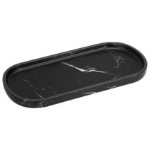 Luxspire 욕실 화장대 트레이 화장실 탱크 타원형 보관 레진 핸드메이드 욕조 주방 드레서 조리대 정리함 비누 샴푸 캔들 타월 식물 주얼리 링 접시 매트 잉크 블랙, Oval 9.8, Ink Black