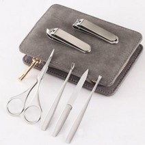 매니큐어 세트 6 1 스테인레스 스틸 네일 커터 전체 기능 갈색 가죽 손톱 가위 핸드 키트 도구 여행 선물 용품, 색상-2