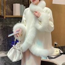 하이퀄리티 여우 칼라 모피 코트 여성 케이프 퍼 코트 망토