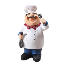 SJSHOP 귀여운 요리사 레스토랑 인형 미니 동상 장식품 환영 보드 테이블 장식 주방 쿡 카페 바, 수지, 스푼