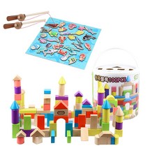 원목블록100pcs+자석 낚시놀이세트