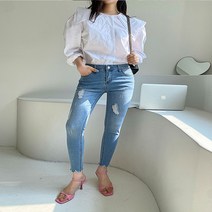 밑단컷팅 데미지 찢청 스키니진 워싱진 AB-510