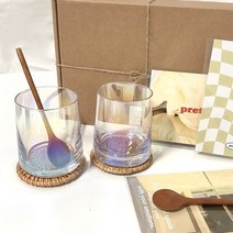 홀로그램 오로라 유리컵 홈카페 신혼부부 친구 센스있는 집들이 돌잔치 선물세트 결혼답례품, 2인세트