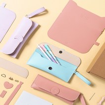DIY 가죽필통 만들기 가죽공예 키트 패키지 팬슬케이스 세트 퀼트 손바느질 체험 학습 부자재 교구 공방 재료 체험 취미 문화센터 반제품, 가죽필통(핑크)
