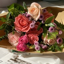 생화 다발 꽃 농장직송 화훼농가 꽃배달 꽃도매 호텔프로포즈 장미 리시안셔스, 생화다발 중(베이직), 선택안함
