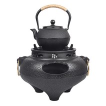 주물 화목 난로 회사 차 전통 주철 숯 철 주전자 끓는 스토브 일본식 그릇, 1.2L 소립자 쇠주전자 세트