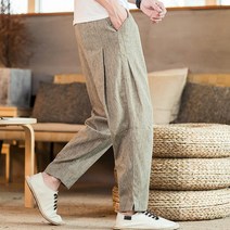 빅사이즈 남성 면마 롱 팬츠 봄 여름 가을 얇은 오버핏 심플 남자 긴 바지 2023 men linen pants XK0415