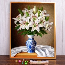 보석십자수 창업 도구 백합 꽃 인쇄 11CT 크로스 스티치 키트 DIY 자수 DMC 스레드 공예 수제 수공예 그림, HMA70124_30x40_11CT 면사