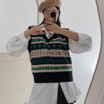 [바보사랑] 여자 니트조끼 에스닉 노르딕 가을 베스트