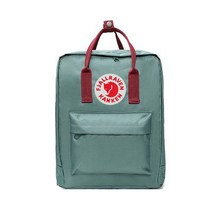 Fjallraven Kanken 세련된 디자인의 클래식 가방 워터프루프 디자인 7L/16L/20L 성인 및 어린이용 Frost Green- 빨간 멜빵