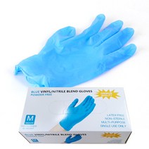 니트릴장갑 100매 1통 위생장갑 합성라텍스 고무장갑 주방용 실험용 네일보호 가드닝 정밀작업 다회용 일회용 고무 PVC 고탄성 분말프리 보호 식품 요리용, 니트릴장갑 블루M-100매